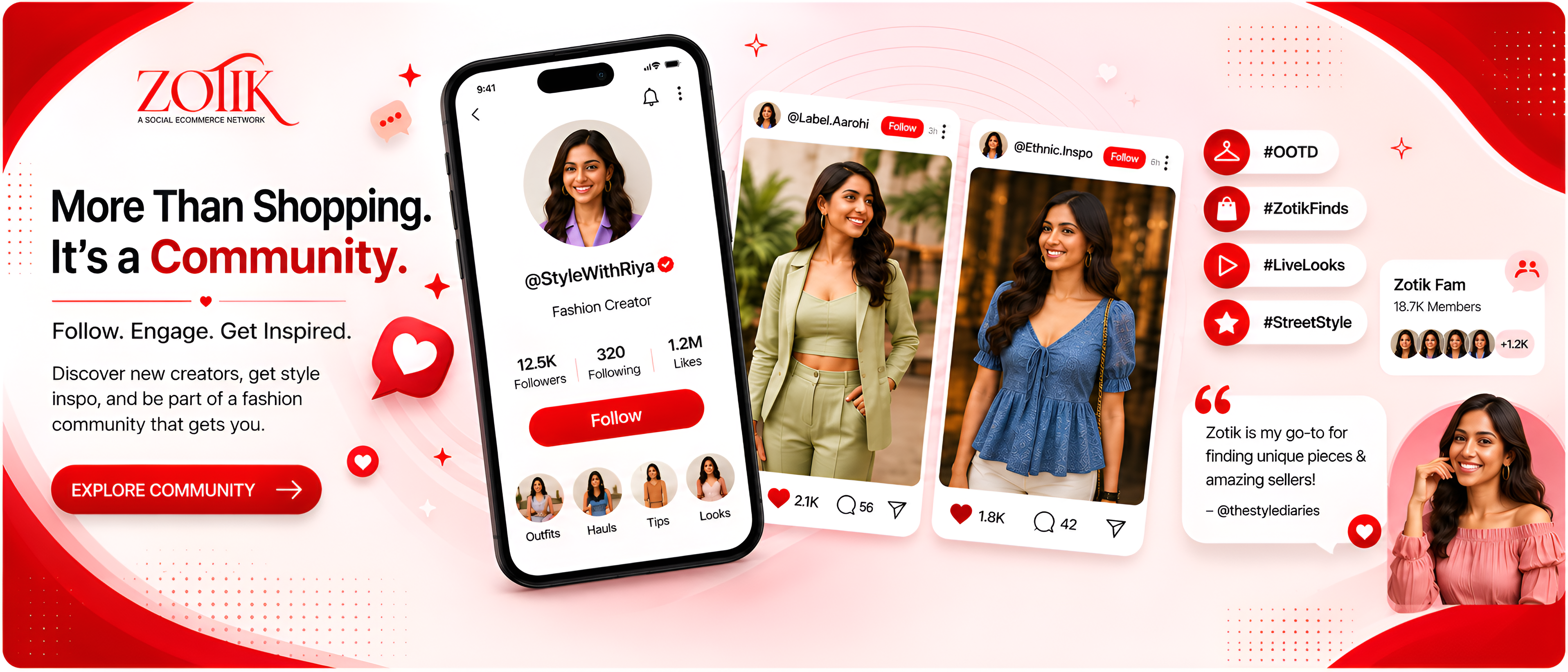Zotik fashion community for following creators and sharing looks